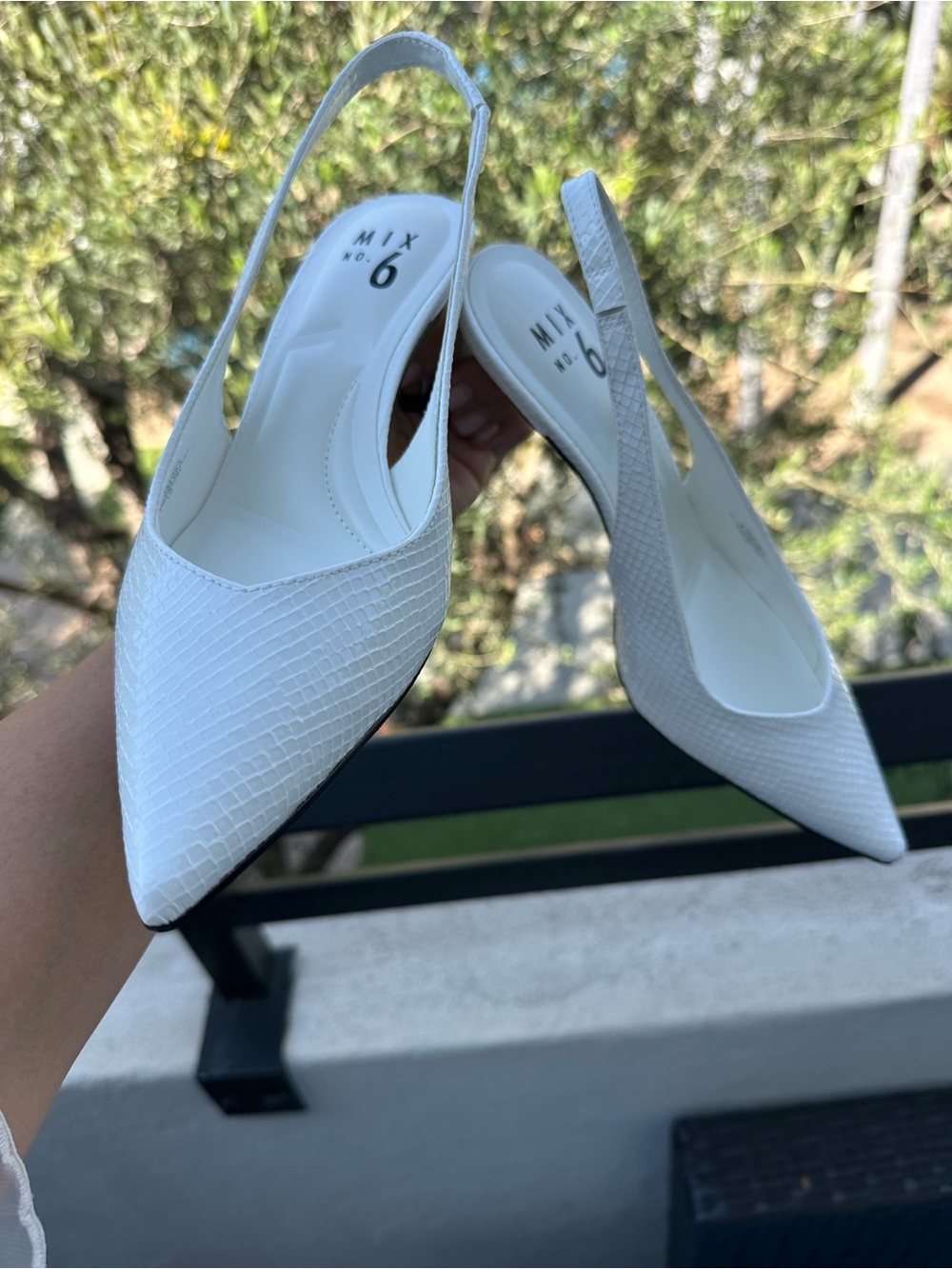 Mix No. 6 White Pointed Slingback Pump